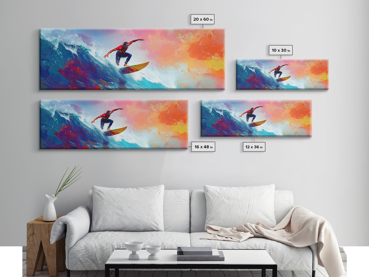 Coastal Canvas Print of Abstract Surf Wall Art with Bright Blue Waves, Nautical Painting, Coastal Cowgirl Wall Art, Gift Idea