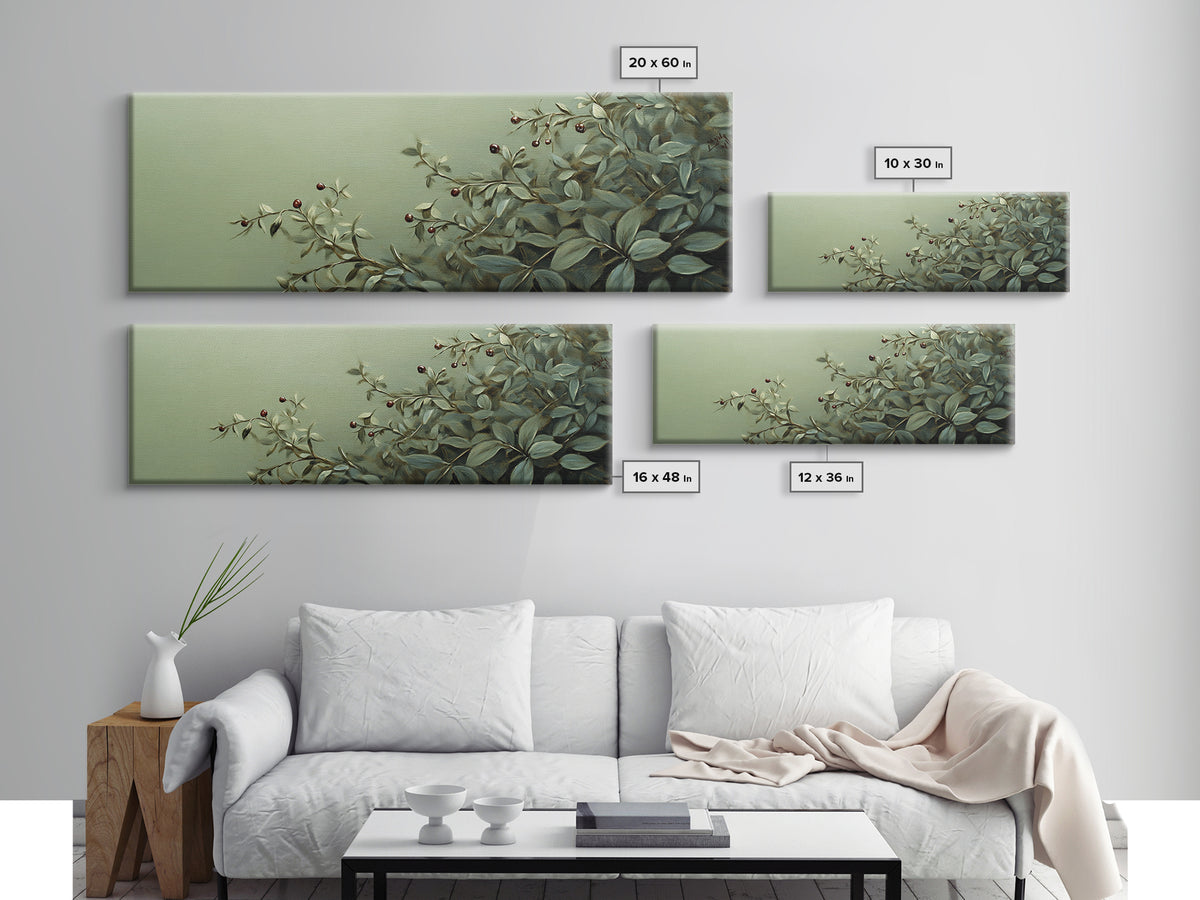 Nature-Inspired Sage Green Framed Canvas Print – Sage Green Wall Art, Botanical Prints, Minimalist Art, Bedroom Art, Wabi Sabi Art