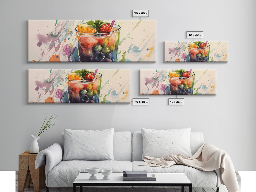 Canvas Print Vibrant Martini Wall Art Fruit of the Spirit Kitchen Art Horizontal Modern Decor Gift Idea Panoramic Painting