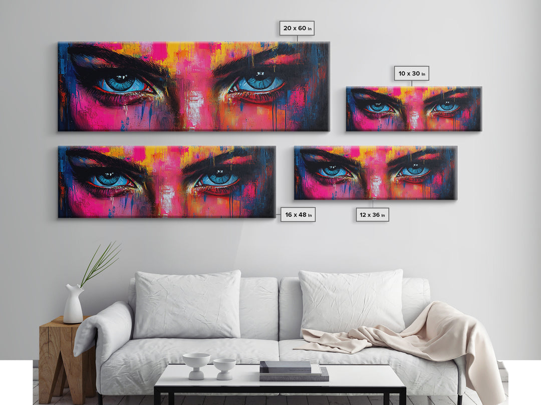 Vibrant Eyes Abstract Canvas Print, Modern Whimsical Wall Art, Colorful Art Gift Idea Bedroom Boho Artistic Expression Decor