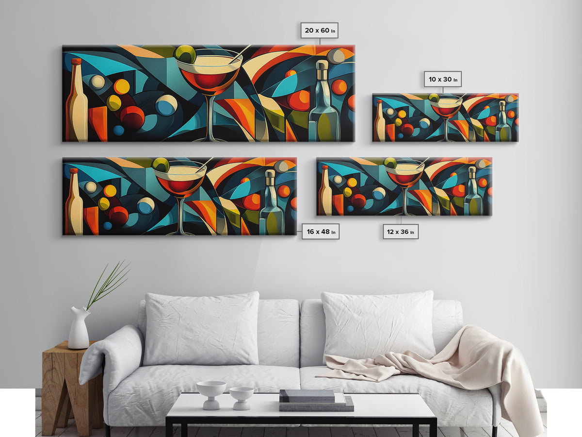 Abstract Martini Framed Canvas Print Espresso Martini Wall Art Modern Cocktail Art Kitchen Bar Decor Bold Geometric Wall Artwork