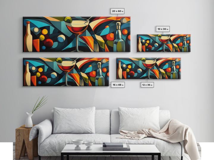 Abstract Martini Framed Canvas Print Espresso Martini Wall Art Modern Cocktail Art Kitchen Bar Decor Bold Geometric Wall Artwork