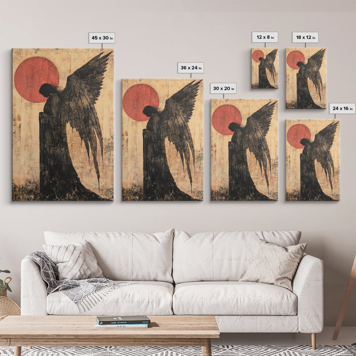 Dark Angel Silhouette Canvas Print Gothic Angel Art Prints Moody Abstract Artwork Dark Romance Wall Art Unique Gift Idea