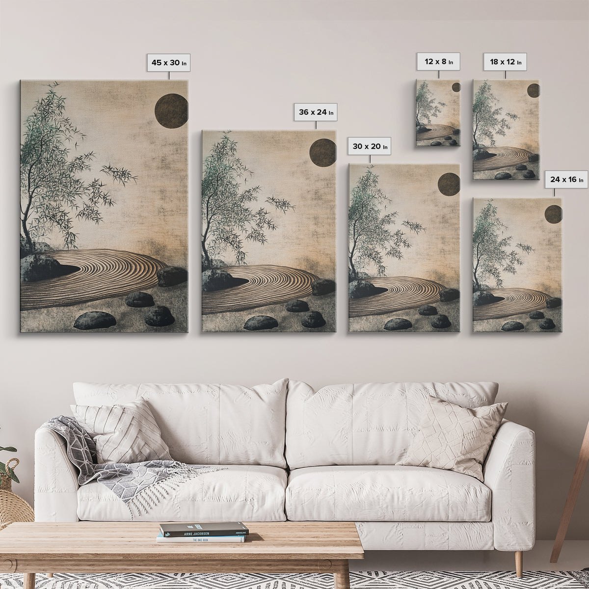 Zen Bamboo Garden Canvas Print Wabi Sabi Wall Art Minimalist Zen Inspired Artwork Rustic Decor Above Couch Wall Art Bedroom Art