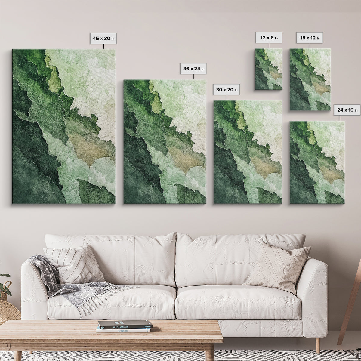 Textured Green Framed Canvas Print, Sage Green Wall Art, Modern Rustic Decor, Minimalist Bedroom Art, Vertical Skinny Wall Art
