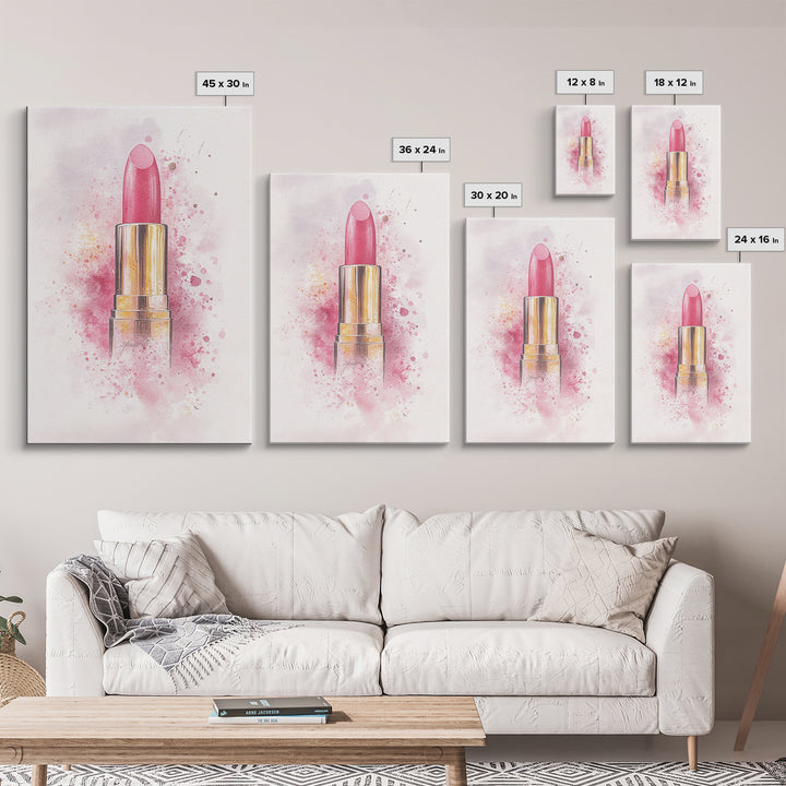 Radiant Pink Lipstick Canvas Print | Feminine Wall Art | Makeup Lover Decor | Modern Minimalist Art | Bathroom Accent | Gift Idea Her