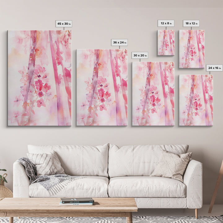 Pink Petals Canvas Print Abstract Floral Art Light Pink Dorm Wall Art Whimsical Art Minimalist Rustic Farmhouse Bedroom Decor Gift
