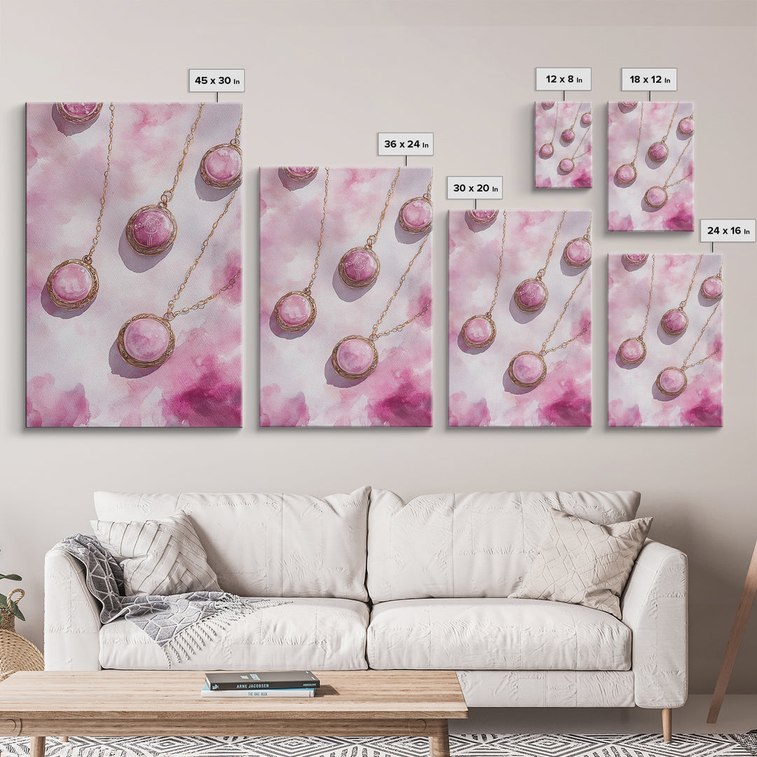 Abstract Pink Pendant Canvas Print Featuring Geometric Wall Art Light Pink Jewelry Artwork Great Gift Idea Minimalist Boho Decor