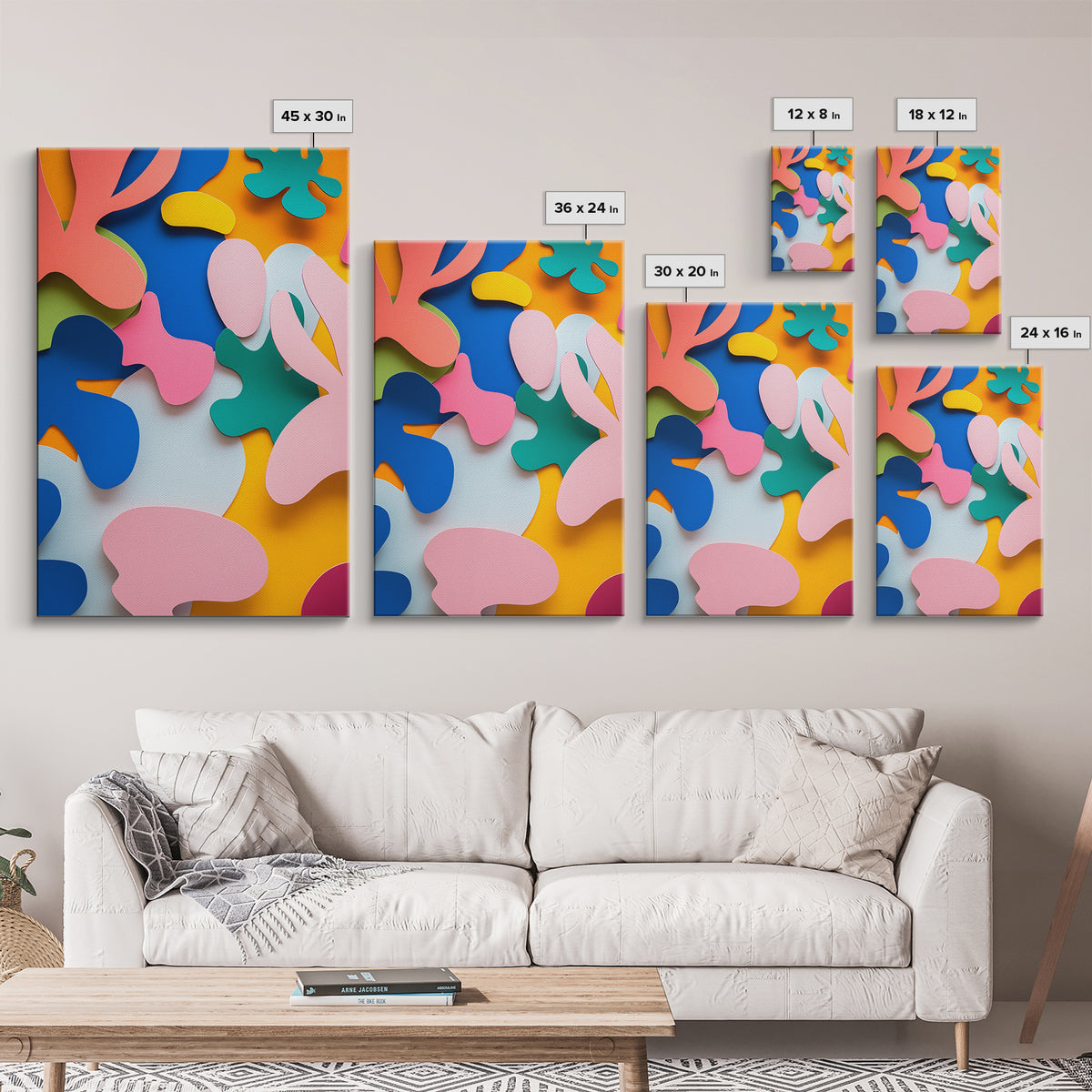 Bold Abstract Organic Shapes Canvas Print, Contemporary Chinoiserie Wall Art, Vibrant Boho and Minimalist Design for Modern Spaces