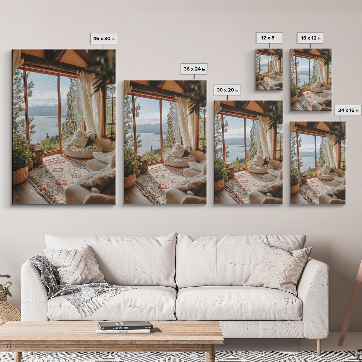 Cozy Lake View Canvas Print Coastal Wall Art Bedroom Decor Lake Tahoe Art Nautical Wall Art Rustic Decor Above Bed Wall Art