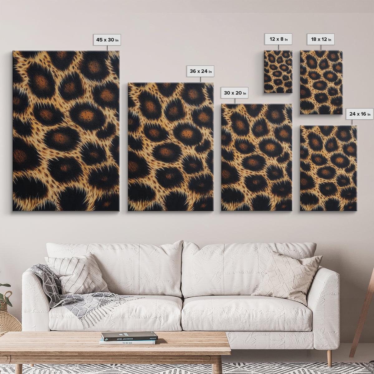 Abstract Leopard Canvas Print, Rustic Animal Print Wall Art, Bedroom Art, Farmhouse Decor, Skinny Tall Art, Gift Idea for Him