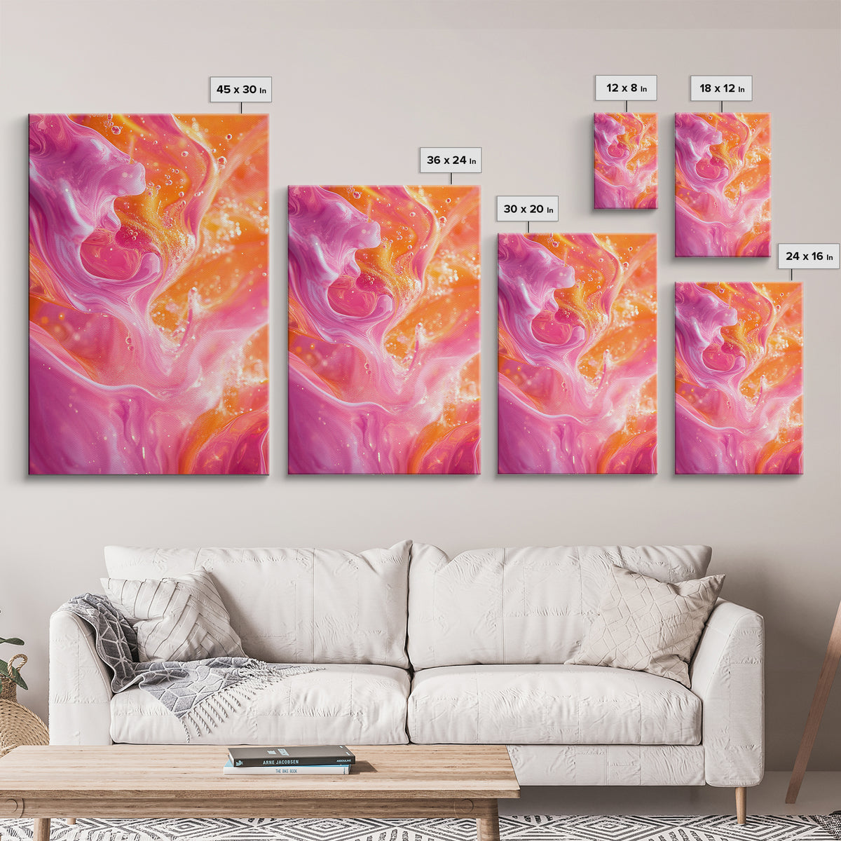 Abstract Pink Orange Canvas Print with Swirling Light Effects and Therapy Art for Modern Home Wall Decor, Ideal Gift Idea