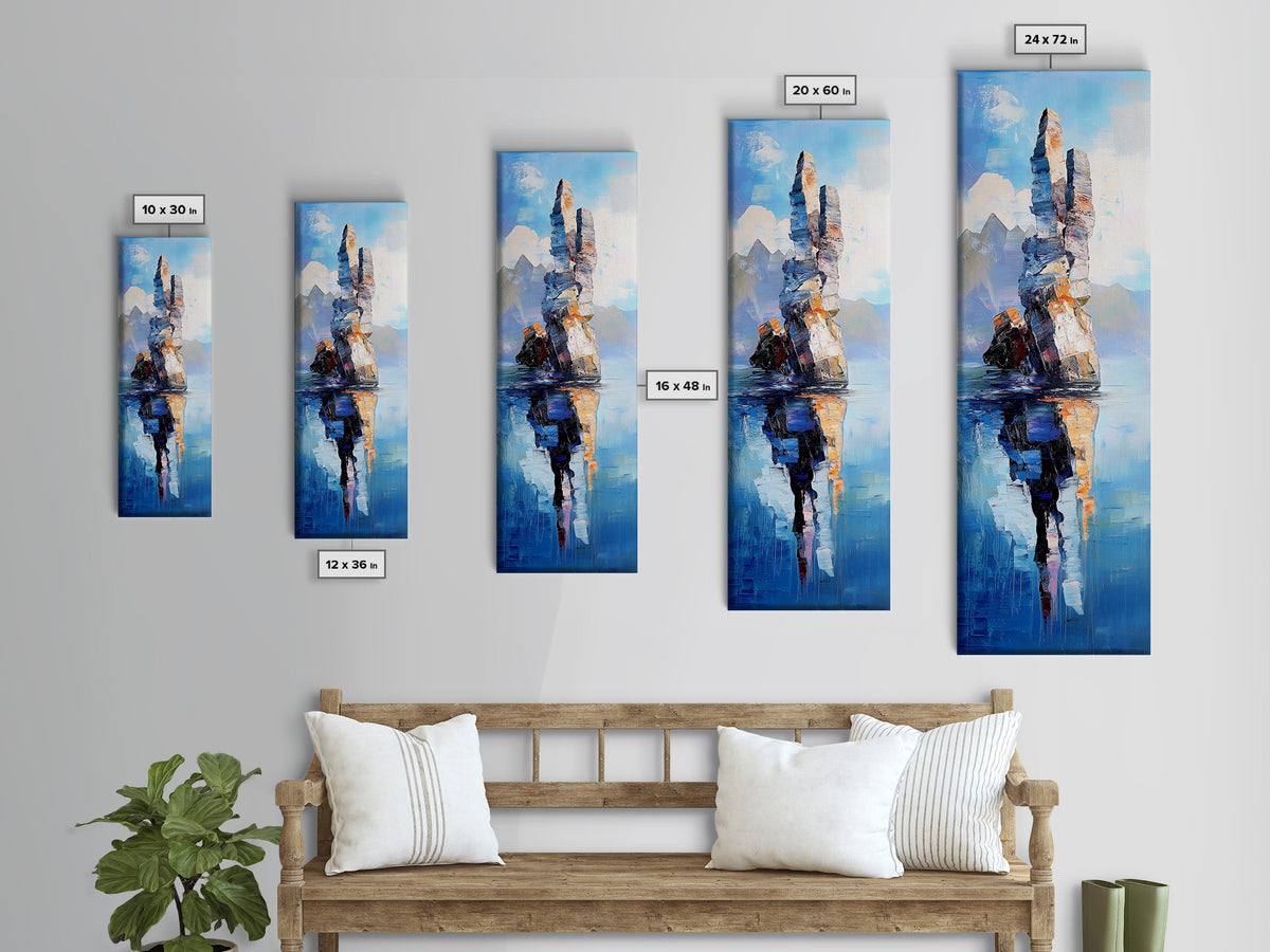 Ocean Reflection, Coastal Rock, Nautical Wall Art, Blue and Green Art, Coastal Landscape, Christmas, Canvas Print, Above Couch Art