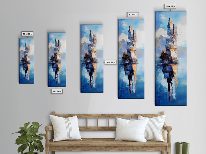 Ocean Reflection, Coastal Rock, Nautical Wall Art, Blue and Green Art, Coastal Landscape, Christmas, Canvas Print, Above Couch Art