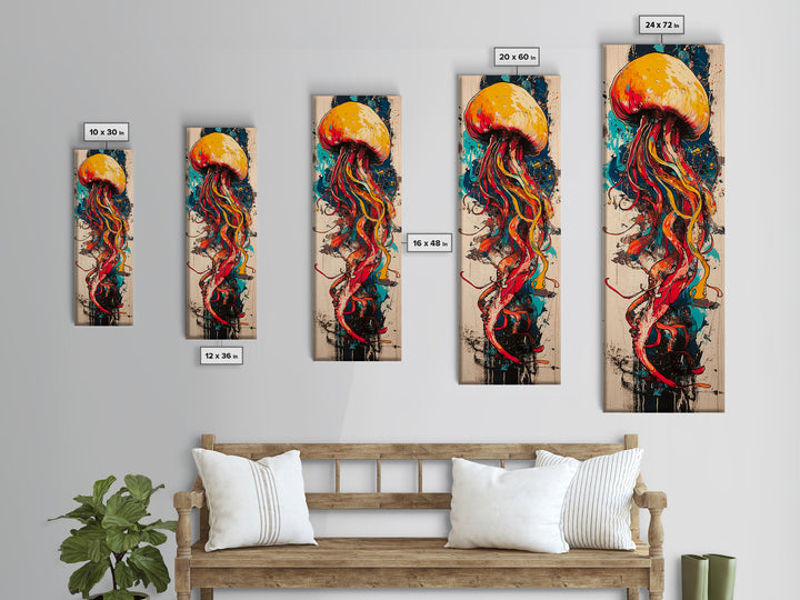 Jellyfish Painting, Ocean Art, Moody Art, Nautical Decor, Coastal Cowgirl Wall Art, Christmas, Framed Canvas Print, Bedroom Art