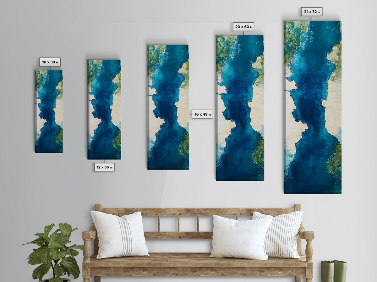 Ocean Map, Atlantic View, Nautical Wall Art, Coastal Landscape, Blue and Green Wall Art, Christmas, Canvas Print, Living Room Art