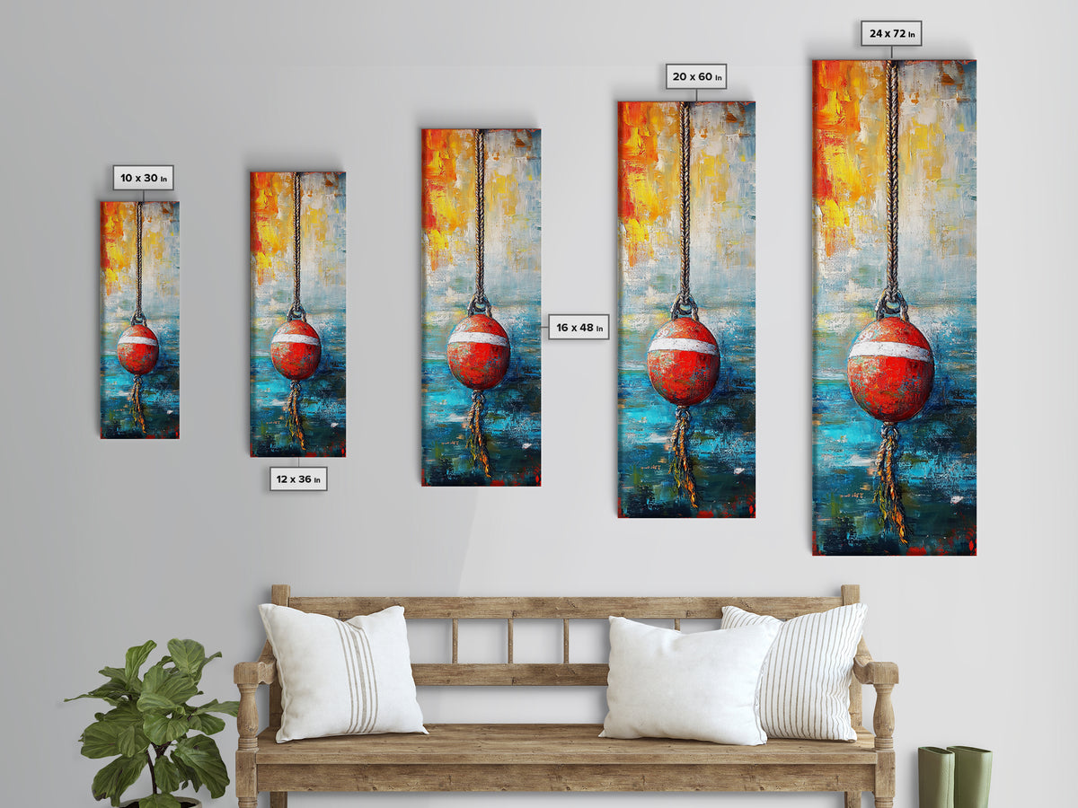 Nautical decor, rustic wall art, coastal wall art, ocean painting, maritime art, framed canvas print, tall skinny art, moody blue art