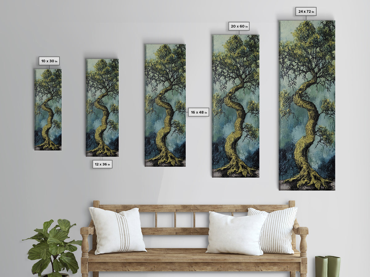 Oak Tree Art, Canvas Print, moody art, botanical prints, farmhouse art, vertical wall art, rustic art, extra wide art, above bed wall art