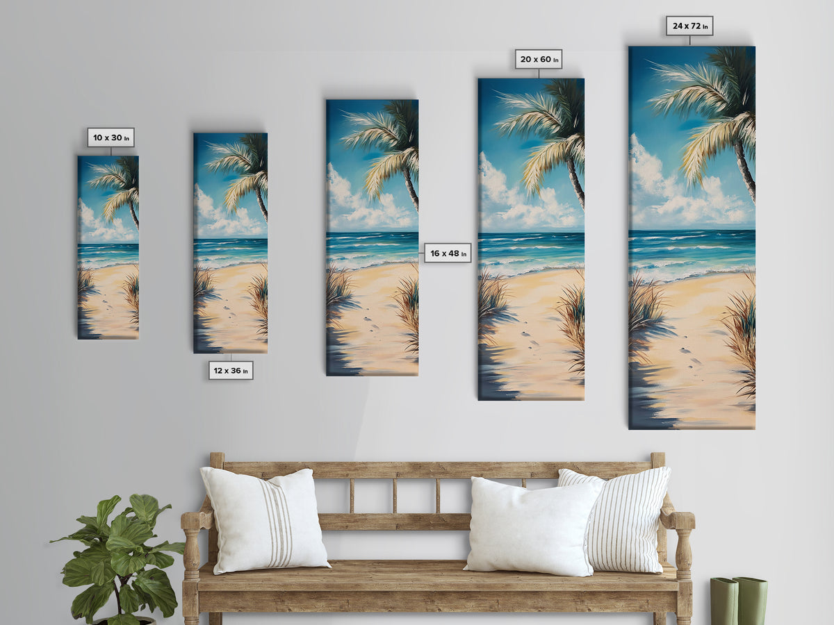Tropical Beach, coastal painting, nautical decor, palm tree painting, Hawaii art, coastal cowgirl wall art, Framed Canvas Print