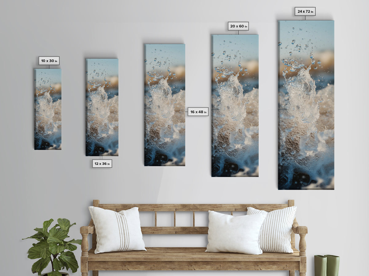 Ocean Splash, nautical wall art, seascape painting, surf wall art, blue and green wall art, coastal decor, Framed Canvas Print