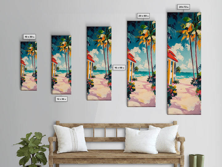 Beach Path, palm tree painting, coastal painting, nautical decor, tropical beach house art, above bed wall art, Canvas Print