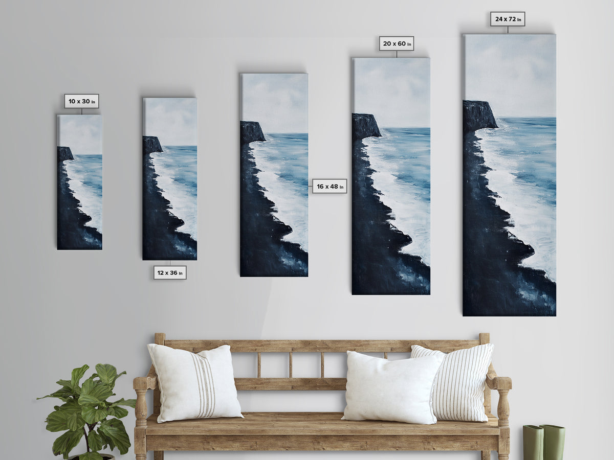 Coastal cliffs, Ireland painting, ocean wall art, seascape painting, nautical wall art, minimalist art, framed canvas print