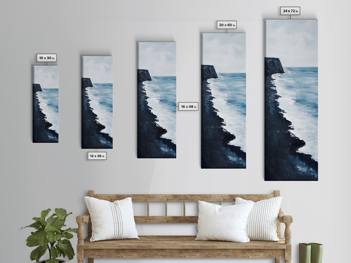 Coastal cliffs, Ireland painting, ocean wall art, seascape painting, nautical wall art, minimalist art, framed canvas print