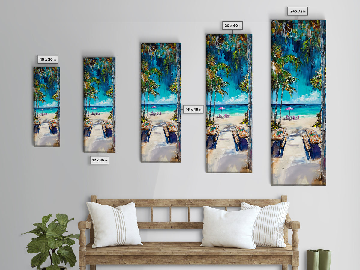 Beach Pathway, coastal wall art, tropical painting, ocean painting, palm tree painting, coastal decor, nautical painting, Canvas Print