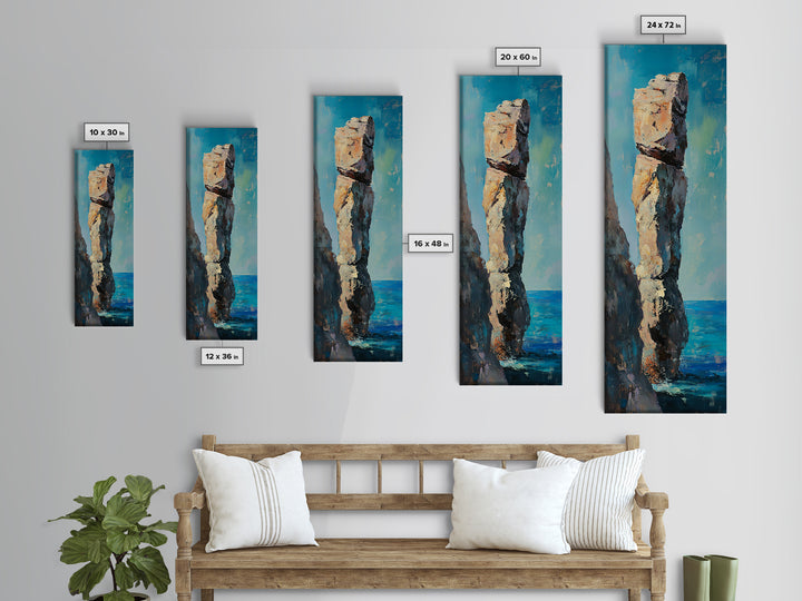 Coastal Rock, painting morro bay, nautical painting, framed canvas print, rustic decor, coastal wall art, above sofa art