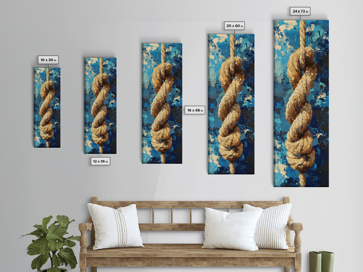 Nautical Rope, Blue Abstract, Textured Art, Framed Canvas Print, nautical decor, coastal wall art, rustic art, wabi sabi art