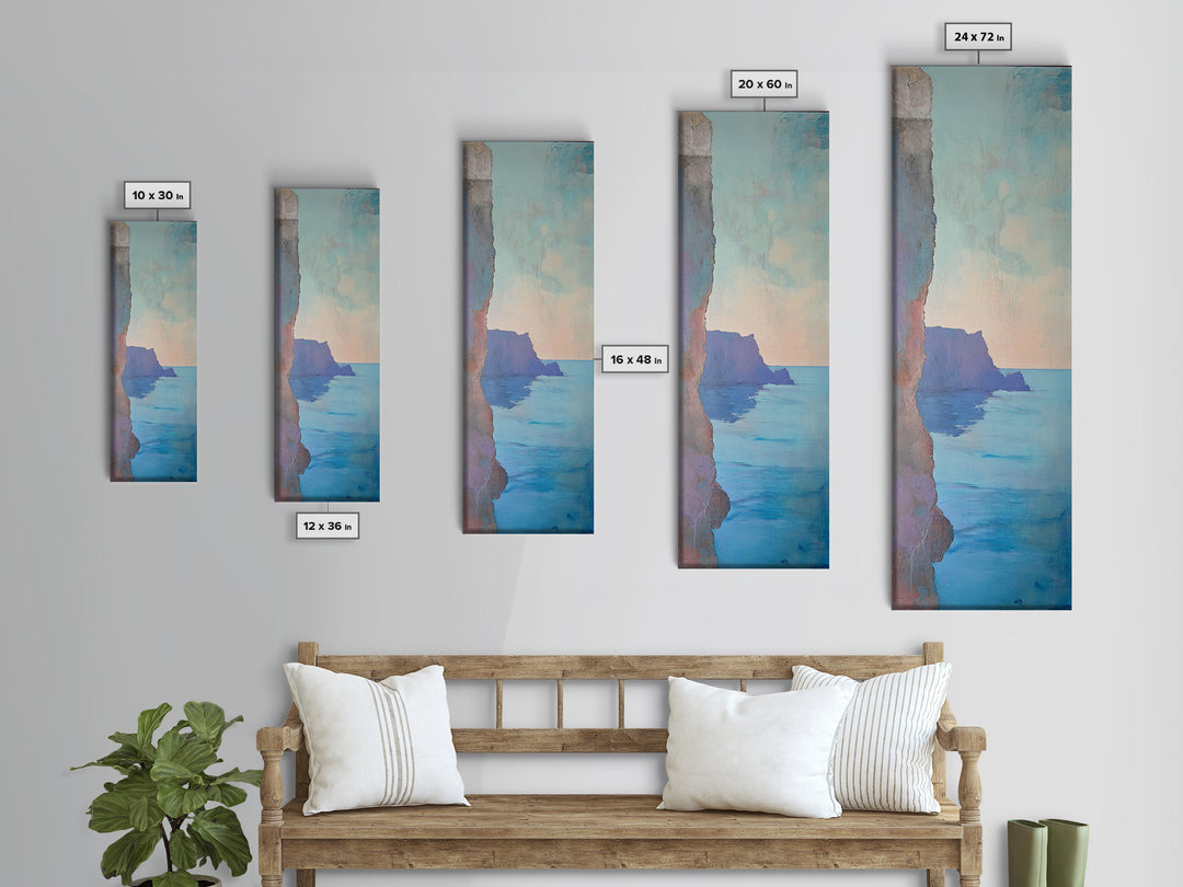 Cliffside View, Misty Horizon, Ocean Painting, Canvas Print, coastal decor, wabi sabi art, seascape painting, minimalist art