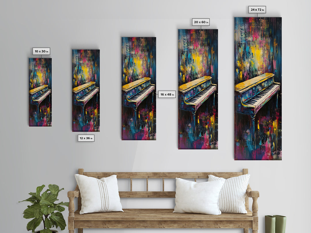 Abstract piano, music art, lofi art, moody art, framed canvas print, gift idea for her, dark romance painting, pink orange wall art