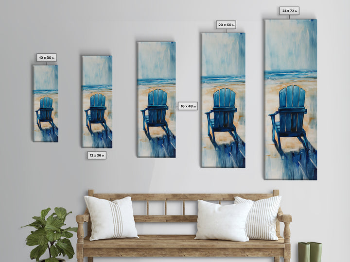 Blue Beach Chair, coastal decor, nautical wall art, ocean painting, beach house art, seascape painting, framed canvas print