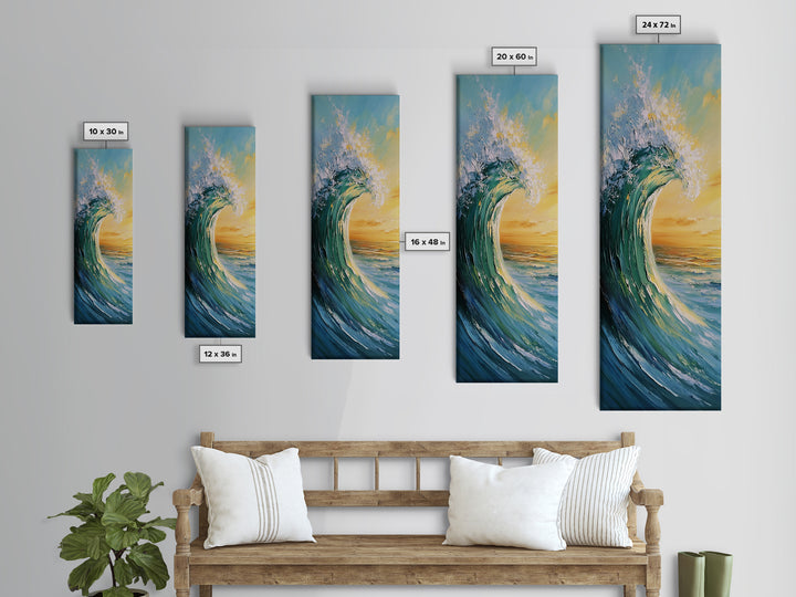 Ocean Wave, Seascape Painting, Framed Canvas Print, Coastal Landscape Art, Nautical Decor, Blue and Green Wall Art