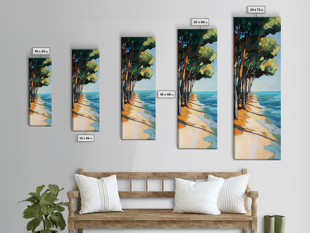 Beach Pines, coastal cowgirl wall art, coastal decor, nautical painting, ocean painting, framed canvas print, seascape painting