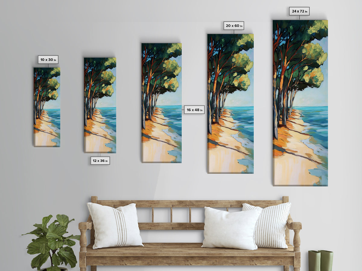 Beach Pines, coastal cowgirl wall art, coastal decor, nautical painting, ocean painting, framed canvas print, seascape painting