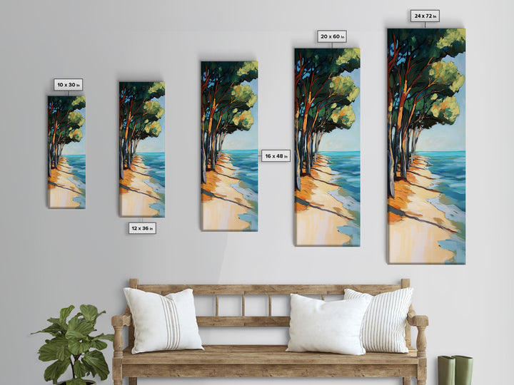 Beach Pines, coastal cowgirl wall art, coastal decor, nautical painting, ocean painting, framed canvas print, seascape painting