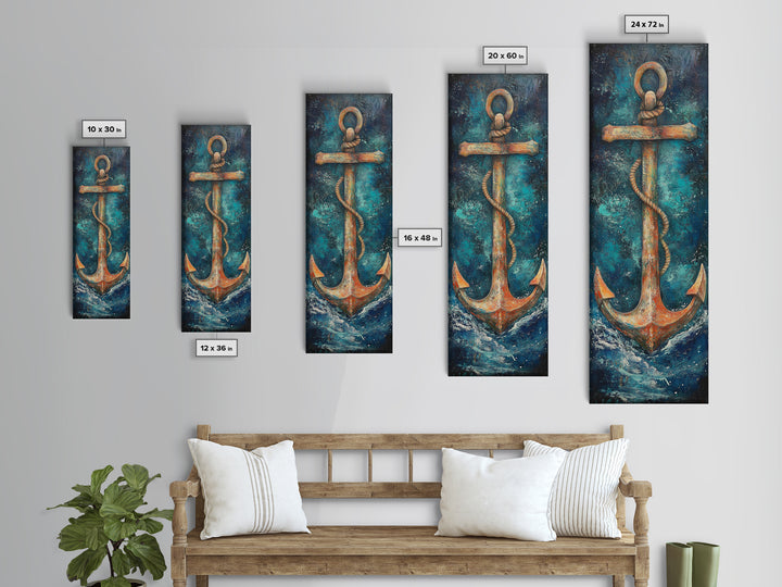 Anchor, Nautical Decor, Framed Canvas Print, nautical wall art, coastal decor, maritime art, rustic wall art, beach house decor, gift idea