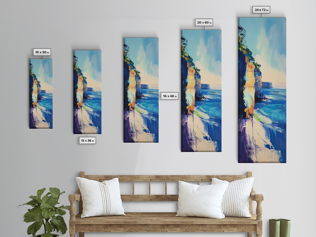 Seascape Painting, Coastal Wall Art, Nautical Decor, Ocean Waves Art, Tall Narrow Art, Canvas Print, Rustic Wall Art, Gift Idea