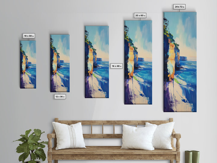 Seascape Painting, Coastal Wall Art, Nautical Decor, Ocean Waves Art, Tall Narrow Art, Canvas Print, Rustic Wall Art, Gift Idea