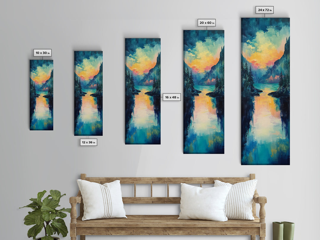 Moody Landscape Art, Sunset Painting, Smoky Mountain Art, Rustic Wall Art, Blue and Green Wall Art, Framed Canvas Print, Gift Idea