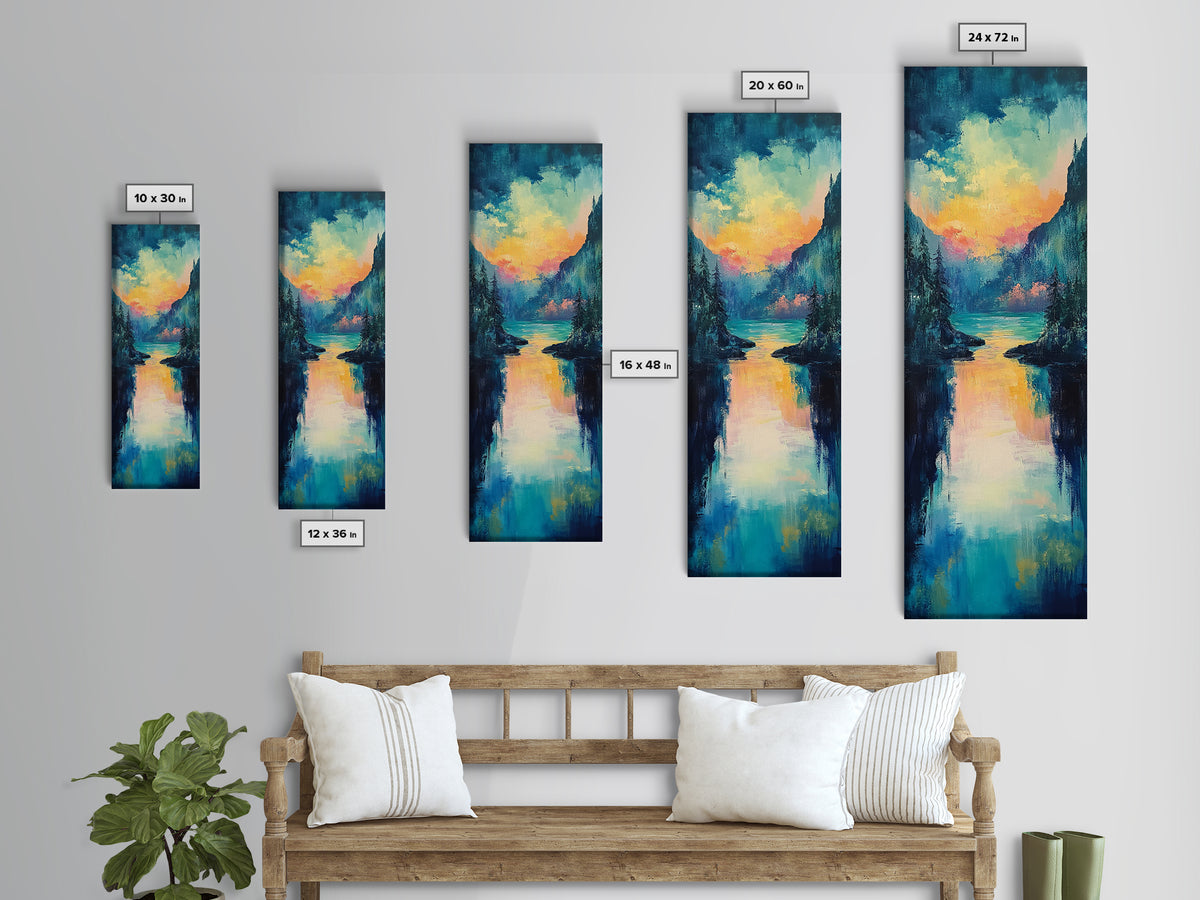 Moody Landscape Art, Sunset Painting, Smoky Mountain Art, Rustic Wall Art, Blue and Green Wall Art, Framed Canvas Print, Gift Idea