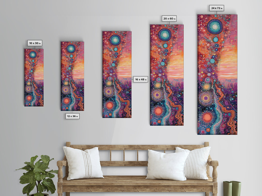 Cosmic Swirls, sacred geometry wall art, pink abstract art, brain art, therapy art, pink orange wall art, vertical wall art, canvas print