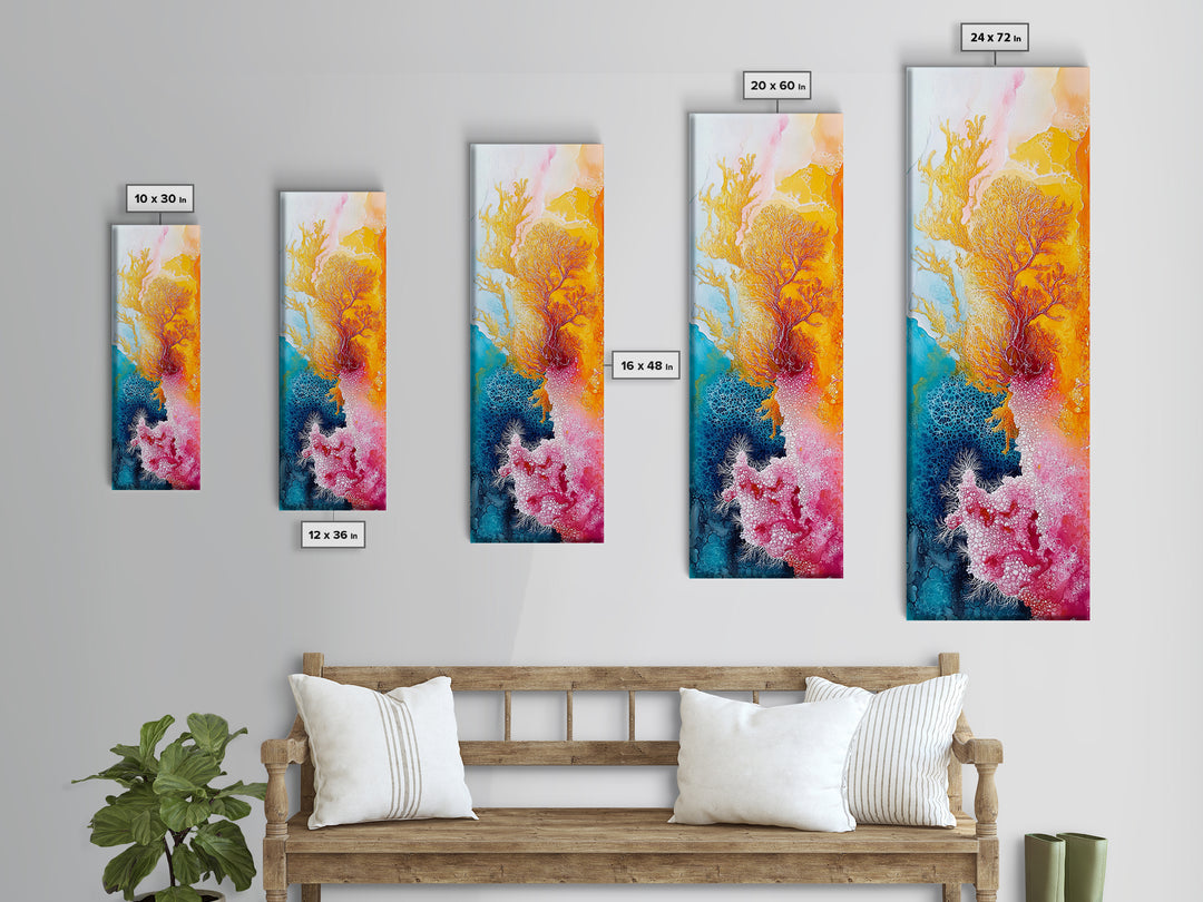 Abstract Coral, mosaic wall art, sacred geometry wall art, pink abstract art, blue and green wall art, zen wall art, canvas print