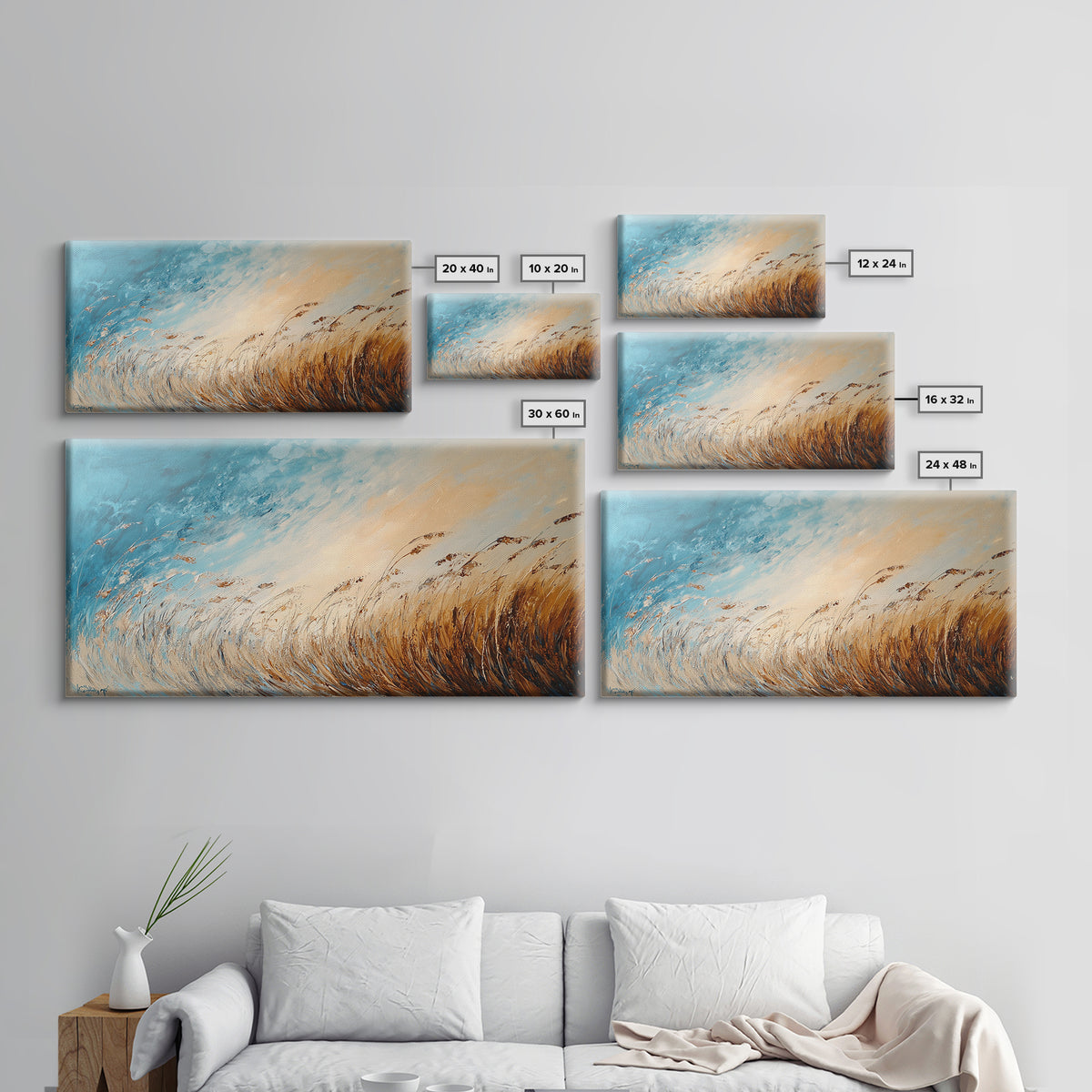 Coastal Wind, Beach Grass Painting, Coastal Cowgirl Wall Art, Nautical Decor, Wabi Sabi Art, Minimalist Art, Canvas Print, Extra Wide Art