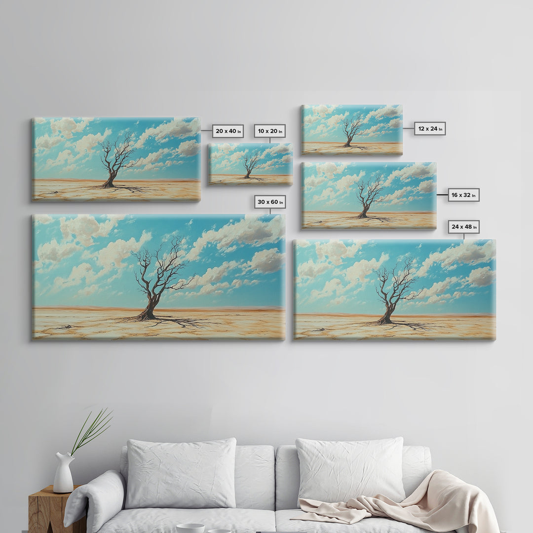 Desert Tree, Ozymandias Art, Joshua Tree Art, Southwest Wall Art, Blue and Green Wall Art, Gift Idea for Him, Framed Canvas Print, Rustic Art