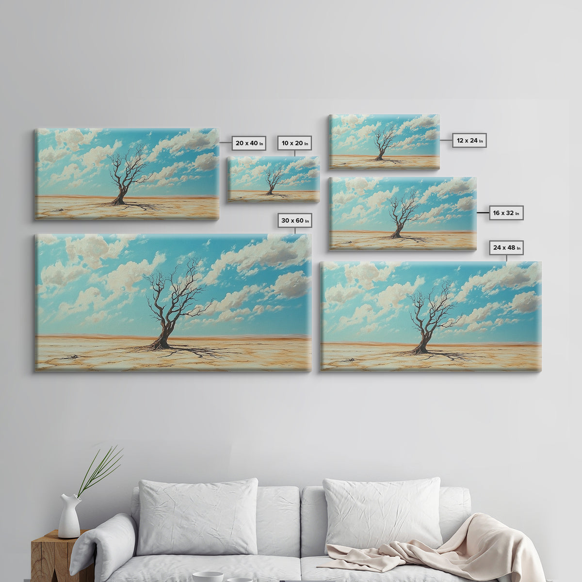 Desert Tree, Ozymandias Art, Joshua Tree Art, Southwest Wall Art, Blue and Green Wall Art, Gift Idea for Him, Framed Canvas Print, Rustic Art