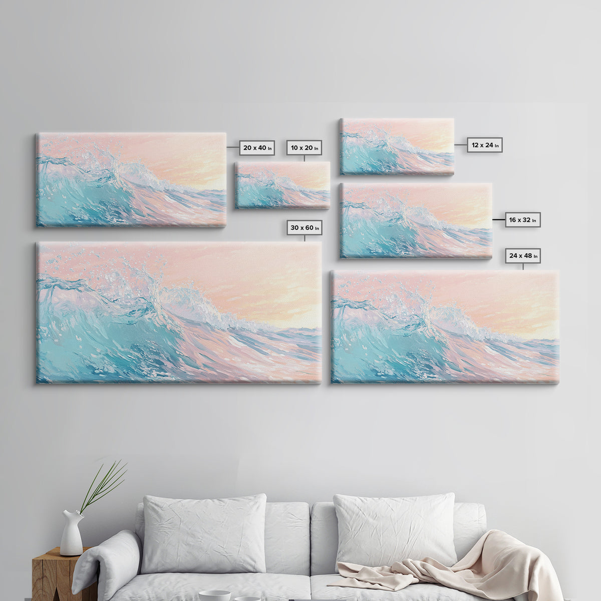 Ocean Wave Painting, Coastal Wall Art, Surf Wall Art, Nautical Decor, Framed Canvas Print, Seascape Painting, Extra Wide Art