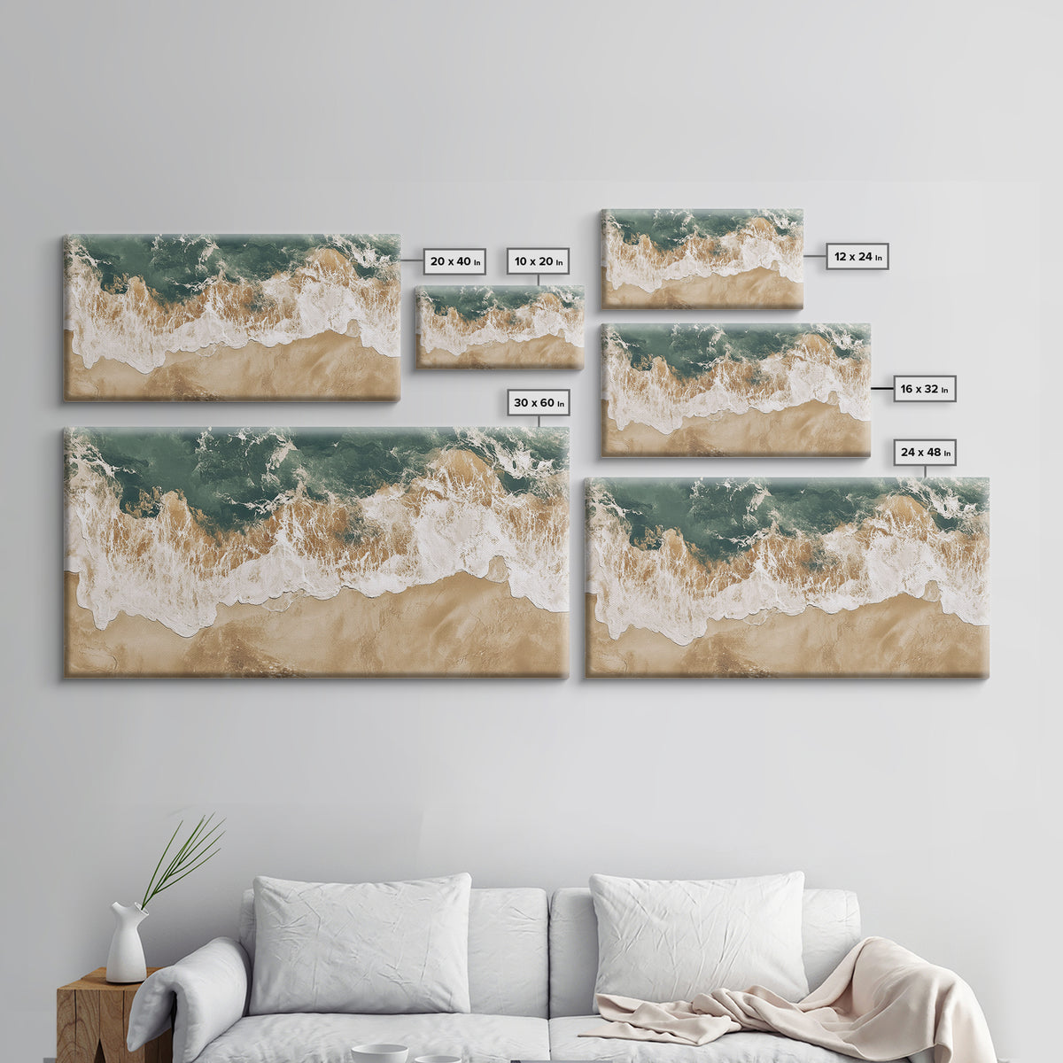 Ocean Wave Print, Nautical Wall Art, Beach House Art, Framed Canvas Print, Horizontal Wall Art, Living Room Art, Surf Wall Art
