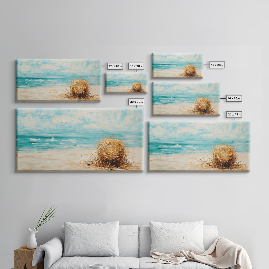 Beach Grass, coastal wall art, farmhouse decor, nautical painting, seascape painting, framed canvas print, panoramic art